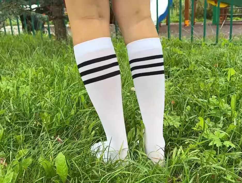 White Knee high socks